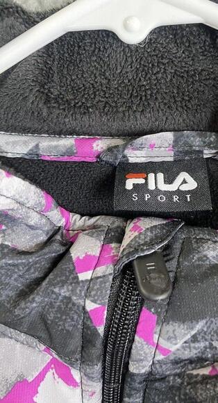 FILA Jacket Womens Large Black Pink Colorblock Full Zip Sweatshirt - Picture 5 of 12